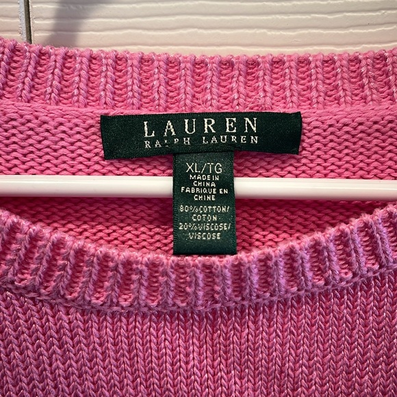 Ralph Lauren Pink Cotton Blend long sleeve sweater oyster button collar - Picture 2 of 5
